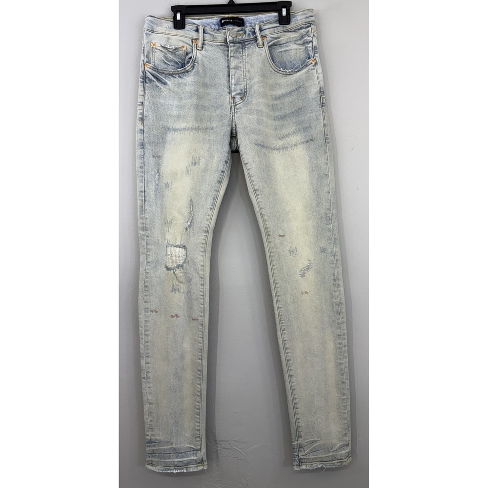 Purple Brand Jeans Mens 34 Oil Repair Stretch Style P001 Distressed Denim